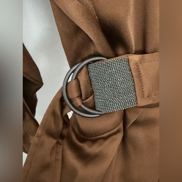 💎Brunello Cucinelli - Silk Cady V-neck Wrap dress - Picture 4 of 5